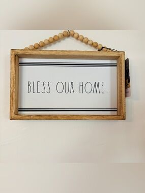 NWT Rae Dunn Bless Our Home Wooden Beaded Sign